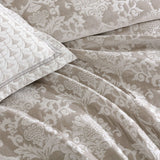 NNEDSZ Davinci Imperial Stone Woven Jacquard Damask Quilt Cover Set King
