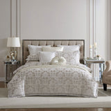 NNEDSZ Davinci Imperial Stone Woven Jacquard Damask Quilt Cover Set Queen