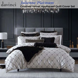 NNEDSZ Davinci Julienne Platinum Crushed Velvet Applique Quilt Cover Set King