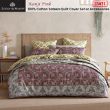 NNEDSZ 250TC Kanji Pink Cotton Sateen Quilt Cover Set King