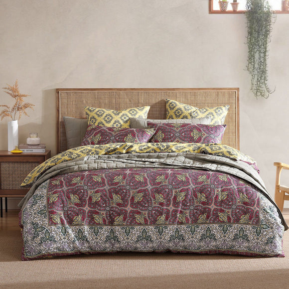 NNEDSZ 250TC Kanji Pink Cotton Sateen Quilt Cover Set Queen