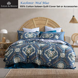 NNEDSZ Logan and Mason 250TC Kashmir Mid Blue Cotton Sateen Quilt Cover Set King