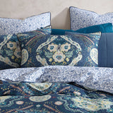 NNEDSZ Logan and Mason 250TC Kashmir Mid Blue Cotton Sateen Quilt Cover Set King