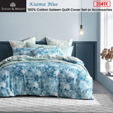 NNEDSZ Kiama Blue 250TC 100% Cotton Sateen Quilt Cover Set King