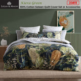 NNEDSZ Kiera Green 250TC 100% Cotton Sateen Quilt Cover Set Queen