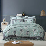 NNEDSZ Logan and Mason 250TC Kimba Teal Cotton Sateen Quilt Cover Set Queen