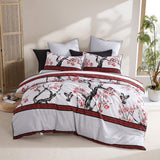 NNEDSZ Kyushu Red Cotton-rich Percale Print Quilt Cover Set Queen