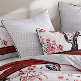 NNEDSZ Kyushu Red Cotton-rich Percale Print Quilt Cover Set Queen
