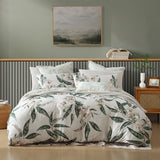 NNEDSZ Logan and Mason 250TC Leeton Eucalyptus Cotton Sateen Quilt Cover Set Queen
