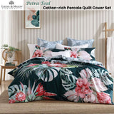 NNEDSZ Petra Teal Cotton-rich Percale Print Quilt Cover Set King