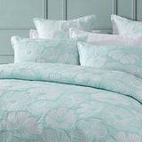 NNEDSZ Platinum Collection Poppi Aqua Cotton Polyester Jacquard Quilt Cover Set King
