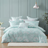NNEDSZ Platinum Collection Poppi Aqua Cotton Polyester Jacquard Quilt Cover Set Super King