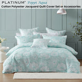 NNEDSZ Platinum Collection Poppi Aqua Cotton Polyester Jacquard Quilt Cover Set Super King