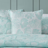 NNEDSZ Platinum Collection Poppi Aqua Cotton Polyester Jacquard Quilt Cover Set Super King