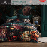 NNEDSZ Secret Garden 250TC 100% Cotton Sateen Quilt Cover Set Queen
