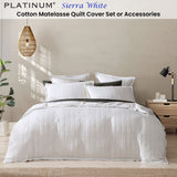 NNEDSZ Platinum Collection Sierra White Cotton Matelasse Quilt Cover Set Queen