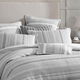 NNEDSZ Private Collection Sinclair Silver Self Flanged Striped Quilt Cover Set King