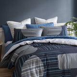 NNEDSZ Statham Navy 250TC 100% Cotton Sateen Quilt Cover Set Queen