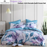 NNEDSZ Teagan Lilac Cotton-rich Percale Print Quilt Cover Set Super King