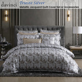NNEDSZ Davinci Trieste Silver Yarn-dyed Metallic Quilt Cover Set King