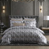 NNEDSZ Davinci Trieste Silver Yarn-dyed Metallic Quilt Cover Set Super King
