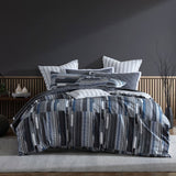 NNEDSZ Urban Stripe Charcoal 250TC 100% Cotton Sateen Quilt Cover Set King