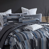 NNEDSZ Urban Stripe Charcoal 250TC 100% Cotton Sateen Quilt Cover Set King