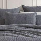 NNEDSZ Private Collection Urban Charcoal 100% Cotton Waffle Quilt Cover Set Queen