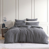 NNEDSZ Private Collection Urban Charcoal 100% Cotton Waffle Quilt Cover Set Super King