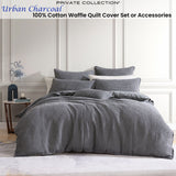 NNEDSZ Private Collection Urban Charcoal 100% Cotton Waffle Quilt Cover Set Super King