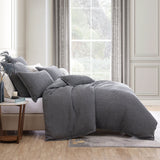 NNEDSZ Private Collection Urban Charcoal 100% Cotton Waffle Quilt Cover Set Super King