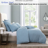 NNEDSZ Private Collection Urban Steel 100% Cotton Waffle Quilt Cover Set Super King