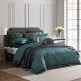NNEDSZ Davinci Valencia Emerald Damask Jacquard Quilt Cover Set King