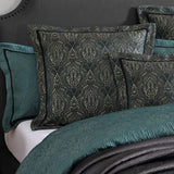 NNEDSZ Davinci Valencia Emerald Damask Jacquard Quilt Cover Set Queen