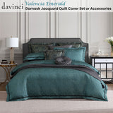 NNEDSZ Davinci Valencia Emerald Damask Jacquard Quilt Cover Set Super King