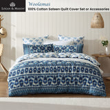 NNEDSZ Logan and Mason 250TC Woolamai Blue Cotton Sateen Quilt Cover Set Super King