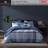 NNEDSZ Yarmouth Blue 250TC 100% Cotton Sateen Quilt Cover Set Super King