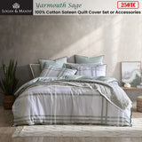NNEDSZ Yarmouth Sage 250TC 100% Cotton Sateen Quilt Cover Set Super King