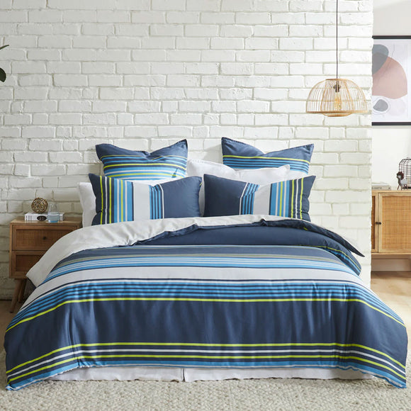 NNEDSZ 250TC Zayn Blue Cotton Sateen Quilt Cover Set Queen