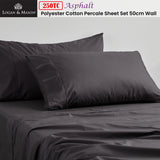 NNEDSZ 250TC 50% Polyester 50% Cotton Percale Sheet Set Asphalt 50cm Wall Split King