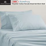 NNEDSZ 250TC 50% Polyester 50% Cotton Percale Sheet Set Chamb50cm Wall King Single