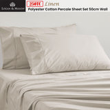 NNEDSZ 250TC 50% Polyester 50% Cotton Percale Sheet Set Linen 50cm Wall Single