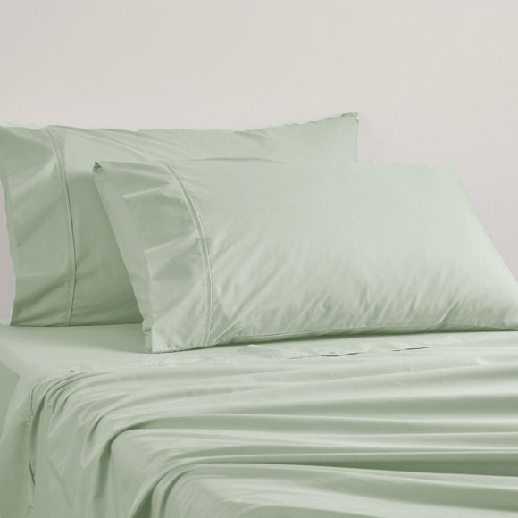 NNEDSZ 250TC 50% Polyester 50% Cotton Percale Sheet Set Sage 50cm Wall King