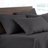 NNEDSZ Soft Brushed Cotton Flannelette Sheet Set Charcoal 40cm Wall Queen