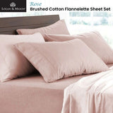 NNEDSZ Soft Brushed Cotton Flannelette Sheet Set Rose 40cm Wall King