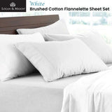 NNEDSZ Soft Brushed Cotton Flannelette Sheet Set White 40cm Wall King