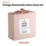 NNEDSZ Blake & Lindsay Blush Vintage Washed Microfibre Sheet Set 40cm Wall King Single