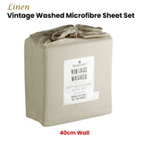 NNEDSZ Blake & Lindsay Linen Vintage Washed Microfibre Sheet Set 40cm Wall Queen