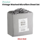 NNEDSZ Blake & Lindsay Pewter Vintage Washed Microfibre Sheet Set 40cm Wall King Single