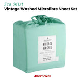 NNEDSZ Blake & Lindsay Sea Mist Vintage Washed Microfibre Sheet Set 40cm Wall King Single